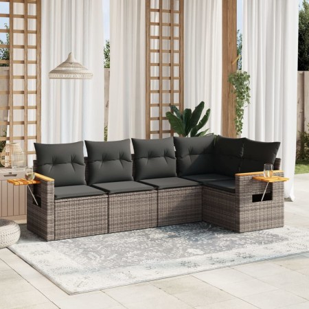 Garden sofa set with cushions 5 pieces gray synthetic rattan by , Garden sets - Ref: Foro24-3259190, Price: 338,46 €, Discoun...