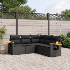 Set de muebles de jardín 5 pzas y cojines ratán sintético negro de , Conjuntos de jardín - Ref: Foro24-3259199, Precio: 397,5...