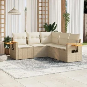 Gartensofa-Set mit Kissen, 5-teilig, beiges synthetisches Rattan von , Gartensets - Ref: Foro24-3259202, Preis: 385,64 €, Rab...