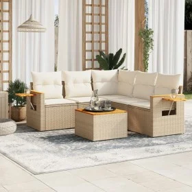 Garden sofa set with cushions 6 pieces beige synthetic rattan by , Garden sets - Ref: Foro24-3259209, Price: 425,53 €, Discou...