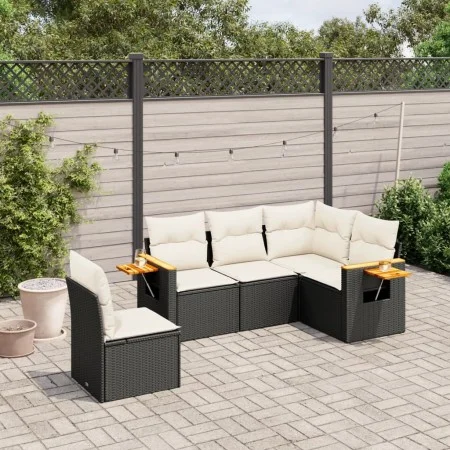 5-piece garden furniture set and black synthetic rattan cushions by , Garden sets - Ref: Foro24-3259214, Price: 334,59 €, Dis...
