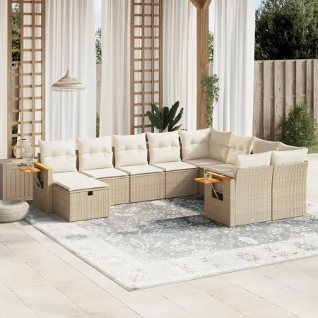 Garden sofa set with beige cushions 10 pieces synthetic rattan by , Garden sets - Ref: Foro24-3259559, Price: 701,91 €, Disco...