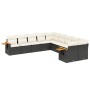 Gartensofa-Set 10-teilig mit schwarzen synthetischen Rattankissen von , Gartensets - Ref: Foro24-3259592, Preis: 604,69 €, Ra...