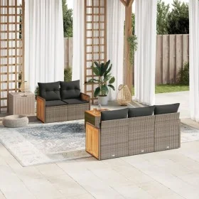 6-teiliges Gartenmöbel-Set und graue synthetische Rattankissen von , Gartensets - Ref: Foro24-3259869, Preis: 433,11 €, Rabat...