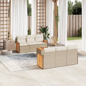 Set sofás de jardín 7 piezas y cojines ratán sintético beige de , Conjuntos de jardín - Ref: Foro24-3259874, Precio: 509,34 €...
