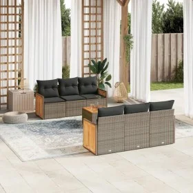 7-piece garden sofa set with gray PE rattan cushions by , Garden sets - Ref: Foro24-3259876, Price: 480,22 €, Discount: %