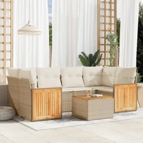 7-piece garden sofa set and beige synthetic rattan cushions by , Garden sets - Ref: Foro24-3259881, Price: 511,44 €, Discount: %