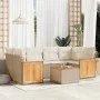7-piece garden sofa set and beige synthetic rattan cushions by , Garden sets - Ref: Foro24-3259881, Price: 511,44 €, Discount: %