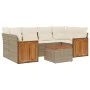 7-piece garden sofa set and beige synthetic rattan cushions by , Garden sets - Ref: Foro24-3259881, Price: 511,44 €, Discount: %