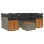Set de sofás de jardín 7 piezas con cojines ratán PE gris de , Conjuntos de jardín - Ref: Foro24-3259883, Precio: 451,98 €, D...