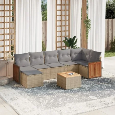 Juego de sofás de jardín con cojines beige 8 pzas ratán PE de , Conjuntos de jardín - Ref: Foro24-3260281, Precio: 502,15 €, ...