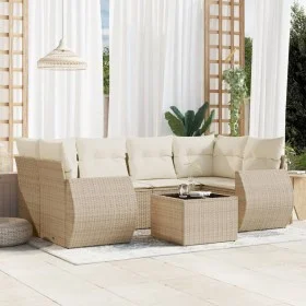 7-teiliges Gartensofa-Set und beigefarbene synthetische Rattankissen von , Gartensets - Ref: Foro24-3253455, Preis: 540,07 €,...
