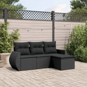 4-piece garden sofa set with black synthetic rattan cushions by , Garden sets - Ref: Foro24-3253602, Price: 270,80 €, Discoun...