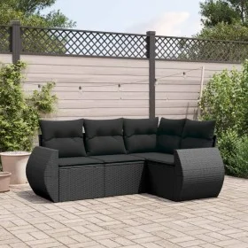 4-piece garden sofa set with black synthetic rattan cushions by , Garden sets - Ref: Foro24-3253642, Price: 296,61 €, Discoun...