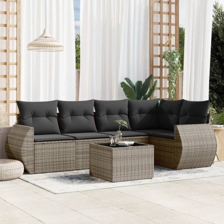 6-teiliges Gartenmöbel-Set und graue synthetische Rattankissen von , Gartensets - Ref: Foro24-3253677, Preis: 393,72 €, Rabat...