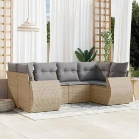 Garden sofa set with cushions 6 pieces beige synthetic rattan by , Garden sets - Ref: Foro24-3254116, Price: 449,85 €, Discou...
