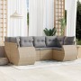 Gartensofa-Set mit Kissen, 6-teilig, beiges synthetisches Rattan von , Gartensets - Ref: Foro24-3254116, Preis: 448,81 €, Rab...