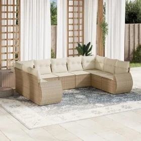 9-teiliges Gartensofa-Set mit beigen synthetischen Rattankissen von , Gartensets - Ref: Foro24-3254135, Preis: 672,12 €, Raba...