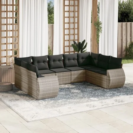 9-teiliges Gartenmöbel-Set und graue synthetische Rattankissen von , Gartensets - Ref: Foro24-3254137, Preis: 576,17 €, Rabat...