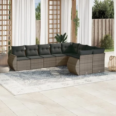9-teiliges Gartenmöbel-Set und graue synthetische Rattankissen von , Gartensets - Ref: Foro24-3254177, Preis: 576,17 €, Rabat...