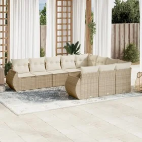Gartensofa-Set mit beigen Kissen, 10-teilig, synthetisches Rattan von , Gartensets - Ref: Foro24-3254225, Preis: 692,28 €, Ra...