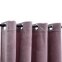 Cortina opaca y anillas metal terciopelo rosa viejo 290x245cm
