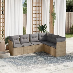 Garden sofa set with cushions 6 pieces beige synthetic rattan by , Garden sets - Ref: Foro24-3217679, Price: 379,09 €, Discou...