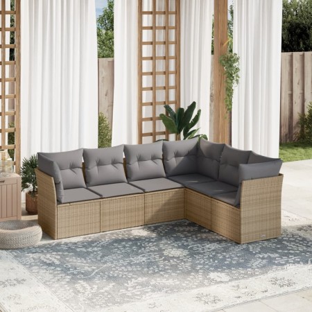 Garden sofa set with cushions 6 pieces beige synthetic rattan by , Garden sets - Ref: Foro24-3217679, Price: 379,09 €, Discou...