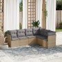 Garden sofa set with cushions 6 pieces beige synthetic rattan by , Garden sets - Ref: Foro24-3217679, Price: 379,09 €, Discou...