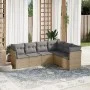 Gartensofa-Set mit Kissen, 6-teilig, beiges synthetisches Rattan von , Gartensets - Ref: Foro24-3217679, Preis: 372,57 €, Rab...