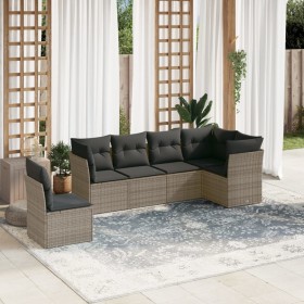 6-piece garden furniture set and gray synthetic rattan cushions by , Garden sets - Ref: Foro24-3217700, Price: 360,80 €, Disc...