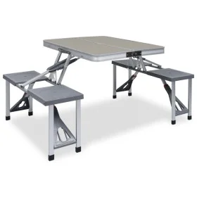 Folding camping table with 4 seats steel aluminum by vidaXL, camping furniture - Ref: Foro24-47686, Price: 104,89 €, Discount: %
