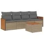 Gartensofa-Set mit Kissen, 5-teilig, beiges synthetisches Rattan von , Gartensets - Ref: Foro24-3227459, Preis: 311,51 €, Rab...