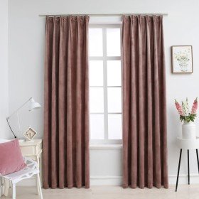 Cortinas opacas ganchos 2 pzas terciopelo rosa viejo 140x225 cm