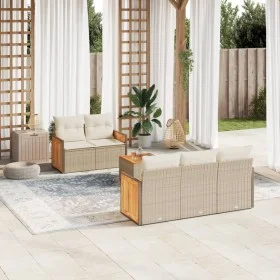 Garden sofa set with cushions 6 pieces beige synthetic rattan by , Garden sets - Ref: Foro24-3227465, Price: 434,43 €, Discou...