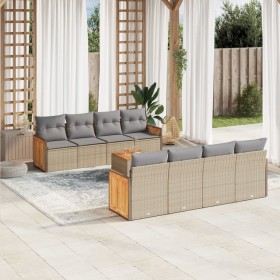 9-teiliges Gartensofa-Set mit beigen synthetischen Rattankissen von , Gartensets - Ref: Foro24-3227501, Preis: 525,64 €, Raba...