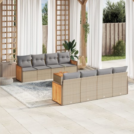 Set de sofás de jardín 9 pzas con cojines ratán sintético beige de , Conjuntos de jardín - Ref: Foro24-3227501, Precio: 525,6...