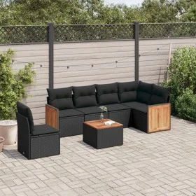 7-piece garden dining set and black synthetic rattan cushions by , Garden sets - Ref: Foro24-3227700, Price: 444,34 €, Discou...