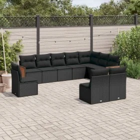 Gartensofa-Set 10-teilig mit schwarzen synthetischen Rattankissen von , Gartensets - Ref: Foro24-3227749, Preis: 628,28 €, Ra...