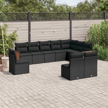 Garden sofa set 10 pieces with black synthetic rattan cushions by , Garden sets - Ref: Foro24-3227749, Price: 627,82 €, Disco...