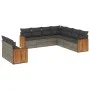 Set de muebles de jardín 9 pzas y cojines ratán sintético gris de , Conjuntos de jardín - Ref: Foro24-3227782, Precio: 599,89...