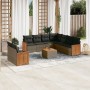10-teiliges Gartensofa-Set mit grauen synthetischen Rattankissen von , Gartensets - Ref: Foro24-3227789, Preis: 611,06 €, Rab...