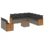 10-piece garden sofa set with gray synthetic rattan cushions by , Garden sets - Ref: Foro24-3227789, Price: 640,02 €, Discoun...