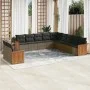 11-piece garden sofa set and gray synthetic rattan cushions by , Garden sets - Ref: Foro24-3227810, Price: 681,11 €, Discount: %