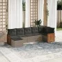 7-piece garden sofa set with gray PE rattan cushions by , Garden sets - Ref: Foro24-3227873, Price: 425,61 €, Discount: %