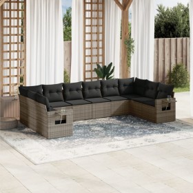 10-teiliges Gartensofa-Set mit grauen synthetischen Rattankissen von , Gartensets - Ref: Foro24-3220669, Preis: 603,06 €, Rab...