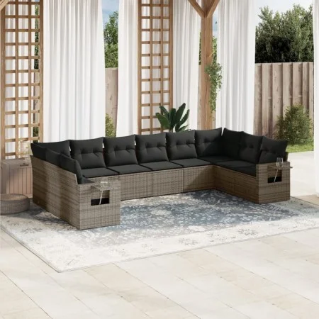 10-piece garden sofa set with gray synthetic rattan cushions by , Garden sets - Ref: Foro24-3220669, Price: 594,58 €, Discoun...