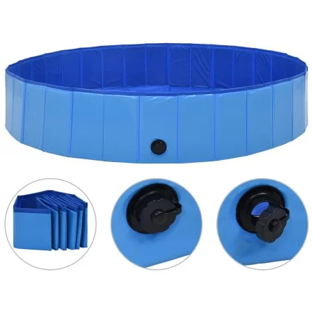 Blauer, zusammenklappbarer Hundepool aus PVC, 160 x 30 cm von vidaXL, Hundeprodukte - Ref: Foro24-170827, Preis: 59,77 €, Rab...