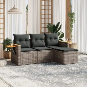 Set de sofás de jardín 4 pzas y cojines ratán sintético gris de , Conjuntos de jardín - Ref: Foro24-3226746, Precio: 249,59 €...