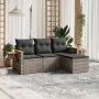 4-piece garden sofa set and gray synthetic rattan cushions by , Garden sets - Ref: Foro24-3226746, Price: 249,59 €, Discount: %